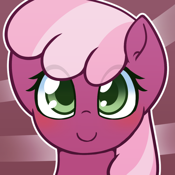 Size: 1000x1000 | Tagged: safe, artist:puetsua, derpibooru import, cheerilee, earth pony, pony, abstract background, avatar, blushing, bust, female, mare, portrait, smiling, solo