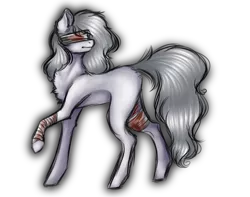 Size: 1024x805 | Tagged: semi-grimdark, artist:uglypartyhat, derpibooru import, oc, unofficial characters only, earth pony, pony, bandage, blind, blood, chest fluff, sicksona