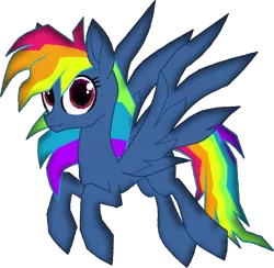 Size: 733x715 | Tagged: safe, artist:galacticflashd, derpibooru import, rainbow dash, pegasus, pony, secrets and pies, adorapiehater, cute, evil pie hater dash, female, flying, looking at you, smiling, solo, vector