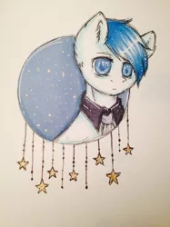 Size: 1024x1366 | Tagged: safe, artist:uglypartyhat, derpibooru import, oc, oc:adam, unofficial characters only, earth pony, pony, bust, male, photo, portrait, stallion, stars, traditional art