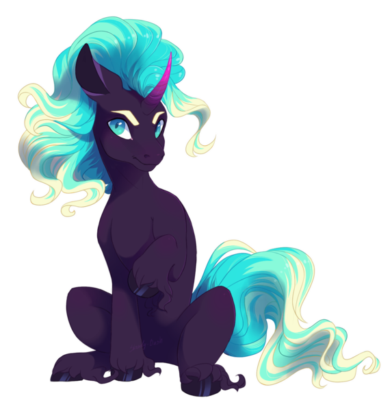 Size: 1385x1450 | Tagged: safe, artist:shady-bush, derpibooru import, oc, oc:pyrinos, pony, unicorn, male, offspring, parent:king sombra, parent:princess luna, parents:lumbra, simple background, sitting, solo, stallion, transparent background