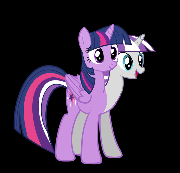 Size: 4745x4569 | Tagged: safe, artist:theunknowenone1, derpibooru import, twilight sparkle, twilight sparkle (alicorn), twilight velvet, alicorn, pony, conjoined, female, fusion, mother and child, mother and daughter, multiple heads, two heads, wat, we have become one, what has science done