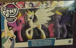 Size: 1031x660 | Tagged: safe, derpibooru import, official, princess cadance, princess celestia, princess luna, alicorn, pony, alicorn triarchy, box, comb, hasbro, merchandise, photo, royal ponies of equestria, toy