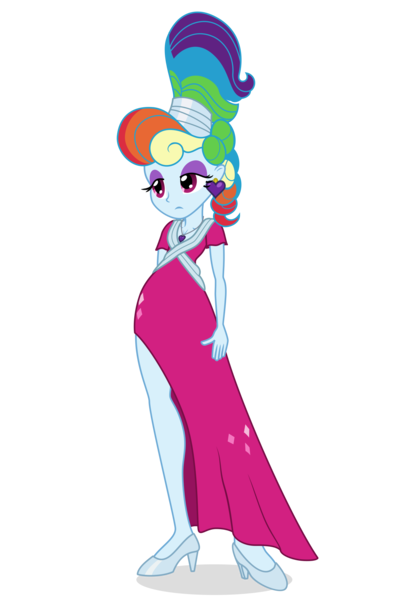Size: 2000x3050 | Tagged: safe, artist:cybersquirrel, derpibooru import, rainbow dash, human, equestria girls, sparkle's seven, alternate hairstyle, breasts, cleavage, clothes, dress, ear piercing, earring, eyeshadow, female, high heels, jewelry, legs, makeup, megaradash, necklace, piercing, rainbow dash always dresses in style, shoes, simple background, solo, transparent background