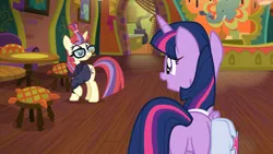 Size: 1920x1080 | Tagged: safe, derpibooru import, screencap, moondancer, twilight sparkle, twilight sparkle (alicorn), alicorn, pony, the point of no return, bag, butt, discovery family logo, plot, saddle bag, the tasty treat, twibutt