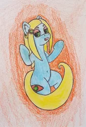 Size: 736x1080 | Tagged: safe, artist:dice-warwick, derpibooru import, oc, oc:victoria rosary, earth pony, pony, fallout equestria, belly button, ear piercing, earring, hairpin, jewelry, piercing, solo