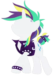 Size: 702x1012 | Tagged: safe, artist:chachaxevaxjeffrey, derpibooru import, rarity, pony, unicorn, alternate hairstyle, bracelet, clothes, female, hooves, horn, jewelry, lineless, mare, minimalist, modern art, mohawk, punk, raripunk, simple background, solo, spiked wristband, studded bracelet, transparent background, wristband