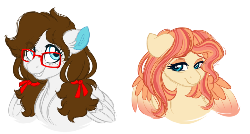 Size: 1024x549 | Tagged: safe, artist:azure-art-wave, derpibooru import, oc, oc:eventide twister, unofficial characters only, pegasus, pony, bust, female, freckles, glasses, mare, offspring, parent:quarter hearts, parent:sunset shimmer, parents:sunsethearts, portrait, ribbon, simple background, transparent background