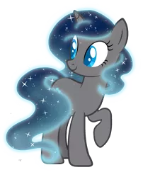 Size: 1575x1950 | Tagged: safe, artist:musical-medic, derpibooru import, oc, oc:midnight wish, unofficial characters only, pony, unicorn, ethereal mane, female, mare, offspring, parent:king sombra, parent:nightmare moon, parents:sombramoon, raised hoof, simple background, solo, starry mane, transparent background