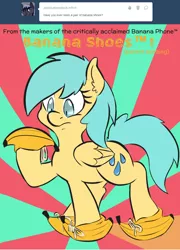 Size: 858x1194 | Tagged: safe, artist:sweethd, derpibooru import, sunshower raindrops, pony, raindropsanswers, ask, banana shoes, solo, tumblr