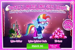 Size: 1036x688 | Tagged: safe, derpibooru import, official, rainbow dash, pony, advertisement, costs real money, crack is cheaper, gameloft, gem, greedloft, sale