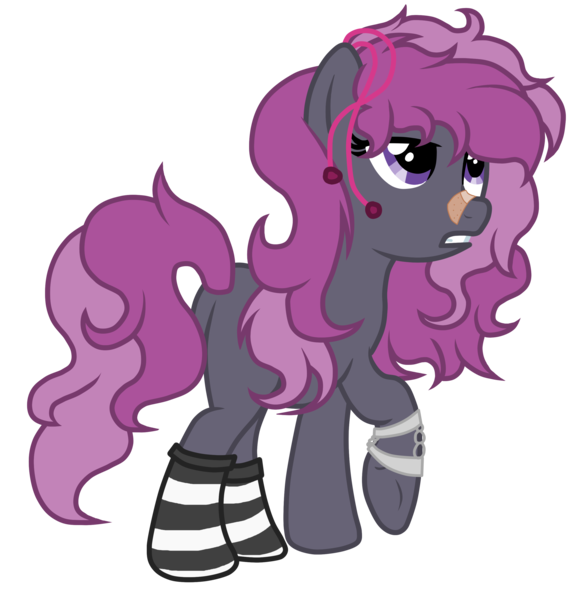 Size: 2719x2809 | Tagged: safe, artist:seaswirlsyt, derpibooru import, oc, oc:leilia space, unofficial characters only, earth pony, pony, bandaid, clothes, female, mare, simple background, socks, solo, striped socks, transparent background, vector