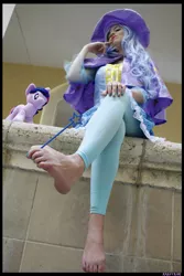 Size: 3456x5184 | Tagged: artist:krazykari, barefoot, clothes, cosplay, costume, derpibooru import, feet, foot focus, human, irl, irl human, magic wand, photo, plushie, safe, sitting, solo, toes, trixie, twilight sparkle, wand