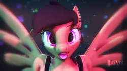 Size: 3840x2160 | Tagged: safe, artist:darkskye, derpibooru import, oc, oc:darkskye, anthro, pegasus, 3d, acid, big eyes, chromatic aberration, drugs, ear piercing, female, looking at you, lsd, mare, nexgen, party, piercing, psychedelic, rave, solo, source filmmaker, tongue out, trippy, wings