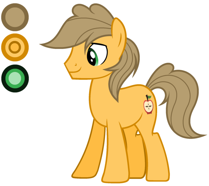 Size: 1916x1700 | Tagged: safe, artist:diamond-chiva, derpibooru import, oc, oc:jonagold, earth pony, pony, male, offspring, parent:applejack, parent:caramel, parents:carajack, reference sheet, simple background, solo, stallion, transparent background