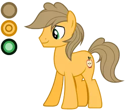 Size: 1916x1700 | Tagged: safe, artist:diamond-chiva, derpibooru import, oc, oc:jonagold, earth pony, pony, male, offspring, parent:applejack, parent:caramel, parents:carajack, reference sheet, simple background, solo, stallion, transparent background