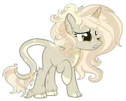 Size: 2892x2321 | Tagged: safe, artist:xxmelody-scribblexx, derpibooru import, oc, hybrid, unicorn, base used, cloven hooves, crack ship offspring, female, horn, horn jewelry, interspecies offspring, jewelry, mare, necklace, offspring, parent:discord, parent:sweet biscuit, raised hoof, simple background, solo, transparent background, unshorn fetlocks
