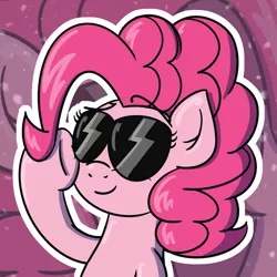 Size: 997x997 | Tagged: safe, artist:ashtoneer, derpibooru import, pinkie pie, earth pony, pony, bust, female, mare, portrait, solo, sunglasses, zoom layer