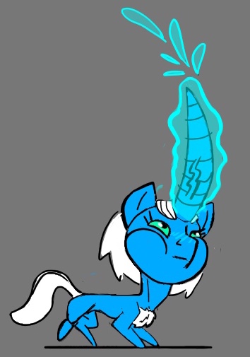 Size: 354x505 | Tagged: questionable, artist:poni-beast, derpibooru import, oc, oc:coldstare, pony, unicorn, blank flank, blue coat, curved horn, horn, hornboner, horngasm, magical unicorn mayonnaise, orgasm, solo, white hair