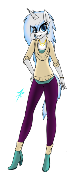 Size: 1714x3878 | Tagged: safe, artist:palmartz44, derpibooru import, oc, anthro, unicorn, boots, clothes, digital art, jewelry, necklace, shoes, tights