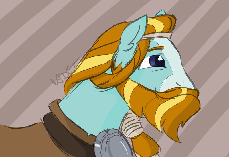 Size: 1280x876 | Tagged: safe, artist:cadetredshirt, derpibooru import, rockhoof, earth pony, pony, beard, colored sketch, facial hair, male, profile, simple background, solo, stallion