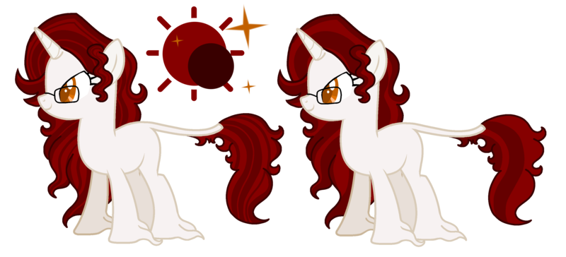 Size: 3206x1460 | Tagged: safe, artist:musical-medic, derpibooru import, oc, oc:sangria eclipse, pony, unicorn, female, glasses, hoof fluff, leonine tail, long feather, mare, offspring, parent:moondancer, parent:sunburst, parents:sundancer, reference sheet, simple background, solo, transparent background, unshorn fetlocks