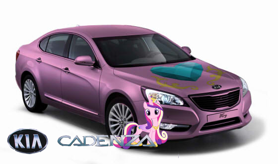 Size: 560x331 | Tagged: editor needed, safe, derpibooru import, edit, princess cadance, alicorn, pony, car, female, kia, kia cadenza, mare, namesake, pun, simple background, white background