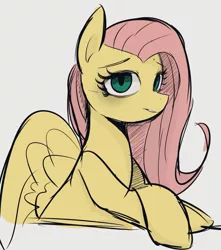 Size: 979x1109 | Tagged: safe, artist:manachaaaaaaaa, derpibooru import, fluttershy, pegasus, pony, crossed hooves, female, looking at you, mare, simple background, sketch, solo, white background