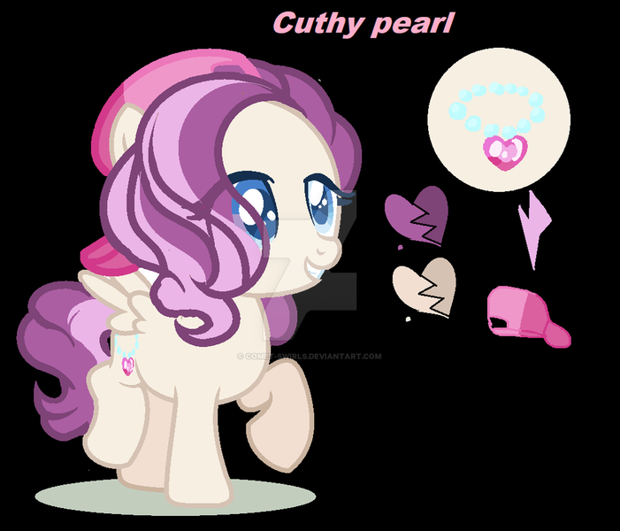 Size: 1024x877 | Tagged: safe, artist:comet-swirls, derpibooru import, oc, oc:cuthy pearl, unofficial characters only, pegasus, pony, female, filly, next generation, offspring, parent:diamond tiara, parent:featherweight, parents:diamondweight, parents:feathertiara, pegasus oc, solo, watermark, wings