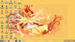 Size: 1280x720 | Tagged: safe, derpibooru import, sunset shimmer, alicorn, pony, unicorn, buttons, icon, microsoft, simple background, windows, windows 7, yellow background