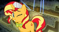 Size: 3784x2108 | Tagged: safe, artist:disneymarvel96, artist:jhayarr23, derpibooru import, edit, vector edit, sunset shimmer, pony, anastasia, bowtie, crown, don bluth, jewelry, palace, regalia, spotlight, tiara, vector, winter