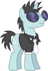 Size: 4022x6000 | Tagged: safe, artist:chainchomp2, derpibooru import, neon lights, rising star, pony, unicorn, sweet and elite, .svg available, absurd resolution, background pony, clothes, male, necktie, shirt, simple background, smiling, solo, stallion, sunglasses, transparent background, vector