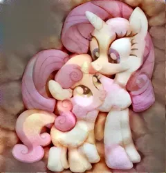 Size: 501x522 | Tagged: safe, artist:jennieoo, derpibooru import, edit, rarity, sweetie belle, pony, unicorn, cute, diasweetes, dreamscope edit, duo, female, filly, food, mare, marshmallow, pun, raribetes, rarity is a marshmallow, siblings, sisters, sweetie belle is a marshmallow too, visual pun