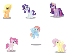 Size: 1968x1500 | Tagged: safe, artist:starshame, derpibooru import, applejack, fluttershy, pinkie pie, rainbow dash, rarity, twilight sparkle, twilight sparkle (alicorn), alicorn, pony, mane six, simple background, transparent background