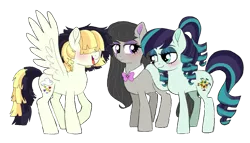 Size: 1211x693 | Tagged: alternate hairstyle, artist:unoriginai, bedroom eyes, blushing, coloratura, cute, derpibooru import, female, lesbian, my little pony: the movie, octavia melody, ot3, polyamory, safe, shipping, simple background, sketched, songbird serenade, transparent background