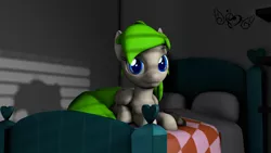 Size: 1967x1106 | Tagged: safe, artist:xyrein, derpibooru import, oc, oc:dominic, unofficial characters only, pegasus, pony, 3d, bed, night, on bed, source filmmaker