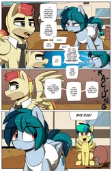 Size: 1080x1649 | Tagged: safe, artist:alittleofsomething, artist:shinodage, derpibooru import, oc, oc:apogee, oc:delta vee, oc:houston, oc:jet stream, unofficial characters only, mouse, pegasus, pony, rat, comic:delta vee's junkyard, comic, delta vee's junkyard, dialogue, eye clipping through hair, female, filly, male, mare, stallion