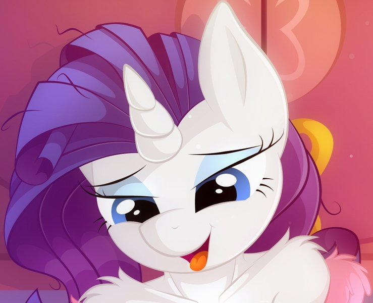 Size: 1024x831 | Tagged: suggestive, artist:whitmaverick, derpibooru import, edit, rarity, anthro, unicorn, fanfic, fanfic:spot of tea, bed mane, bedroom eyes, clothes, cropped, cropped porn, explicit source, fanfic art, fanfic cover, female, fluffy, kitchen, mare, open clothes, shoulder fluff, smiling, solo, solo female, tongue out