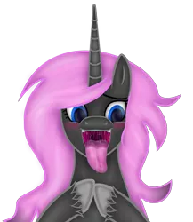Size: 5850x6746 | Tagged: suggestive, artist:emu34b, derpibooru import, oc, oc:black gold, unofficial characters only, pony, unicorn, absurd resolution, blushing, drool, female, maw, mawshot, open mouth, simple background, solo, solo female, tongue out, unshorn fetlocks, vector