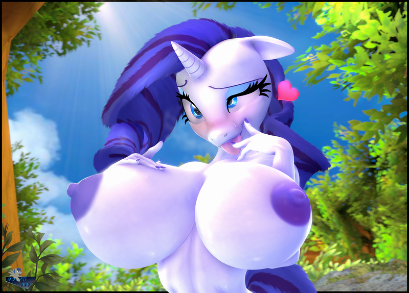 Size: 3010x2160 | Tagged: questionable, artist:hooves-art, derpibooru import, rarity, anthro, unicorn, 3d, ahegao, areola, big areola, big breasts, blushing, breasts, busty rarity, faic, female, floating heart, heart, horn, huge areola, huge breasts, nipples, nudity, open mouth, solo, solo female, source filmmaker, sweat, tongue out, wild fruit