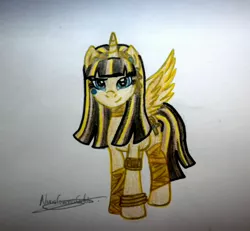 Size: 2534x2346 | Tagged: safe, artist:nurkako, derpibooru import, ponified, alicorn, ghoul, monster pony, pony, undead, alicornified, barely pony related, cleo de nile, crossover, crown, ear piercing, earring, egyptian, egyptian pony, jewelry, mattel, monster, monster high, mummy, piercing, race swap, regalia