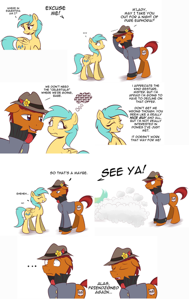 Size: 2561x4040 | Tagged: safe, artist:askbronyfriendzony, derpibooru import, sourpuss, sunshower raindrops, earth pony, pegasus, pony, raindropsanswers, ..., ask, background pony, comic, euphoria, eyes closed, fedora, fedora tipping, female, floppy ears, friendzone, grin, hat, le, m'lady, male, mare, nice guy, nope, nope nope nope nope nope nope, simple background, smiling, stallion, tumblr, white background