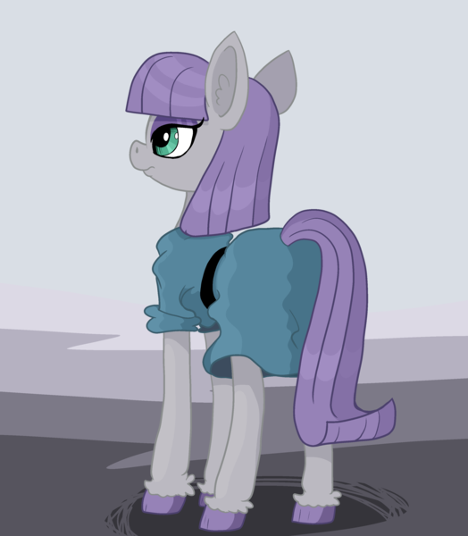 Size: 2773x3176 | Tagged: safe, artist:paskanaakka, derpibooru import, maud pie, pony, clothes, colored hooves, dress, ear fluff, eyeshadow, makeup, solo, unshorn fetlocks