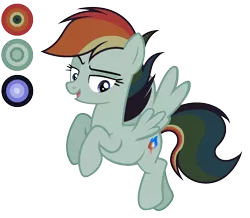 Size: 1960x1712 | Tagged: safe, artist:diamond-chiva, derpibooru import, oc, oc:rainbow fury, unofficial characters only, pegasus, pony, female, mare, offspring, parent:quibble pants, parent:rainbow dash, parents:quibbledash, reference sheet, simple background, solo, transparent background