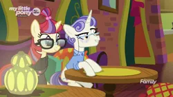 Size: 1920x1080 | Tagged: safe, derpibooru import, screencap, first folio, moondancer, pony, the point of no return, discovery family logo, glasses, lantern, pillow, table, the tasty treat