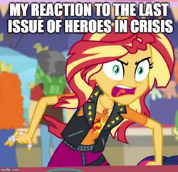 Size: 518x500 | Tagged: safe, derpibooru import, edit, edited screencap, screencap, sunset shimmer, equestria girls, equestria girls series, rollercoaster of friendship, angry, bandage, cropped, dc comics, geode of empathy, it's not about the parakeet, magical geodes, meme, messy hair, obligatory pony, rageset shimmer, spoiler from another series, spoilers for another series