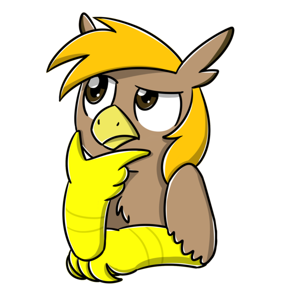Size: 2048x2048 | Tagged: safe, artist:sugar morning, derpibooru import, oc, oc:pad, unofficial characters only, gryphon, emoji, griffon oc, reaction image, simple background, thinking, thinking emoji, transparent background