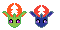 Size: 60x30 | Tagged: safe, artist:dreamvirusomega, derpibooru import, pharynx, thorax, changedling, changeling, pony, changedling brothers, king thorax, pixel art, prince pharynx, simple background, sprite, transparent background