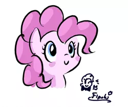 Size: 600x503 | Tagged: safe, artist:fipoki, derpibooru import, pinkie pie, pony, blush sticker, blushing, bust, cute, diapinkes, female, head only, mare, portrait, simple background, smiling, solo, white background
