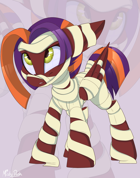 Size: 4724x5987 | Tagged: safe, artist:mistydash, derpibooru import, oc, oc:starlight eclipse, unofficial characters only, pegasus, pony, clothes, costume, female, halloween, halloween costume, holiday, image, jpeg, mare, mummy, mummy costume, solo, zoom layer